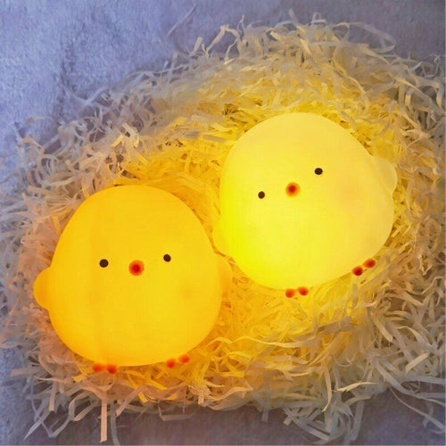 Chicken Night Lamp glowing warm - touch control chick lamp