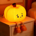 Pumpkin Night Lamp by Little Glow Co. - squishy silicone pumpkin night light