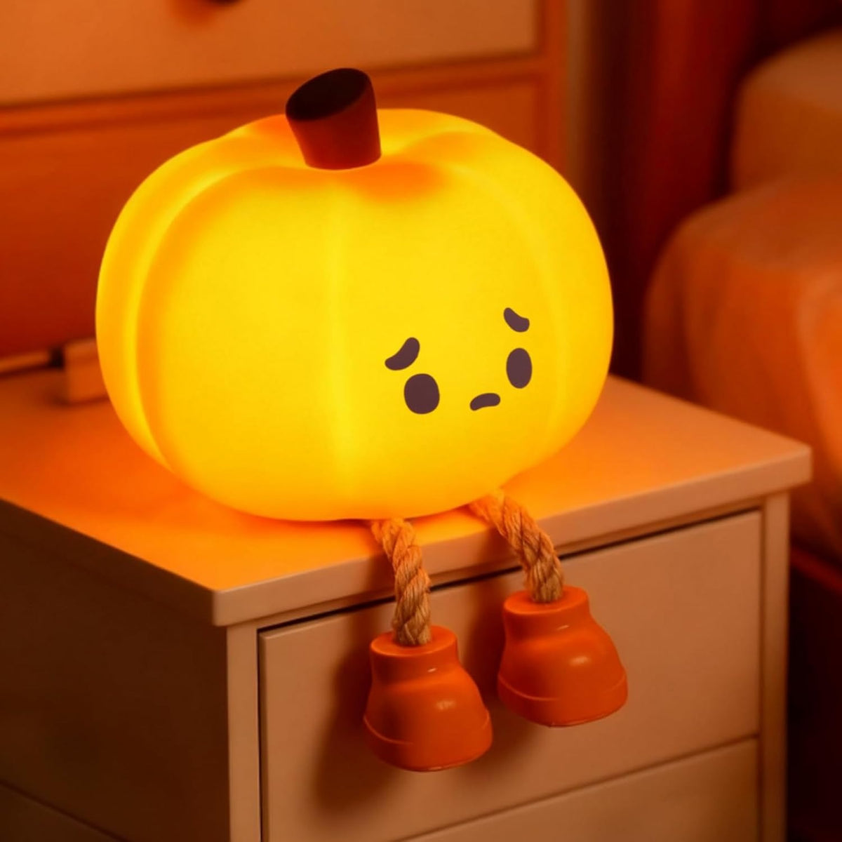 Pumpkin Night Lamp by Little Glow Co. - squishy silicone pumpkin night light